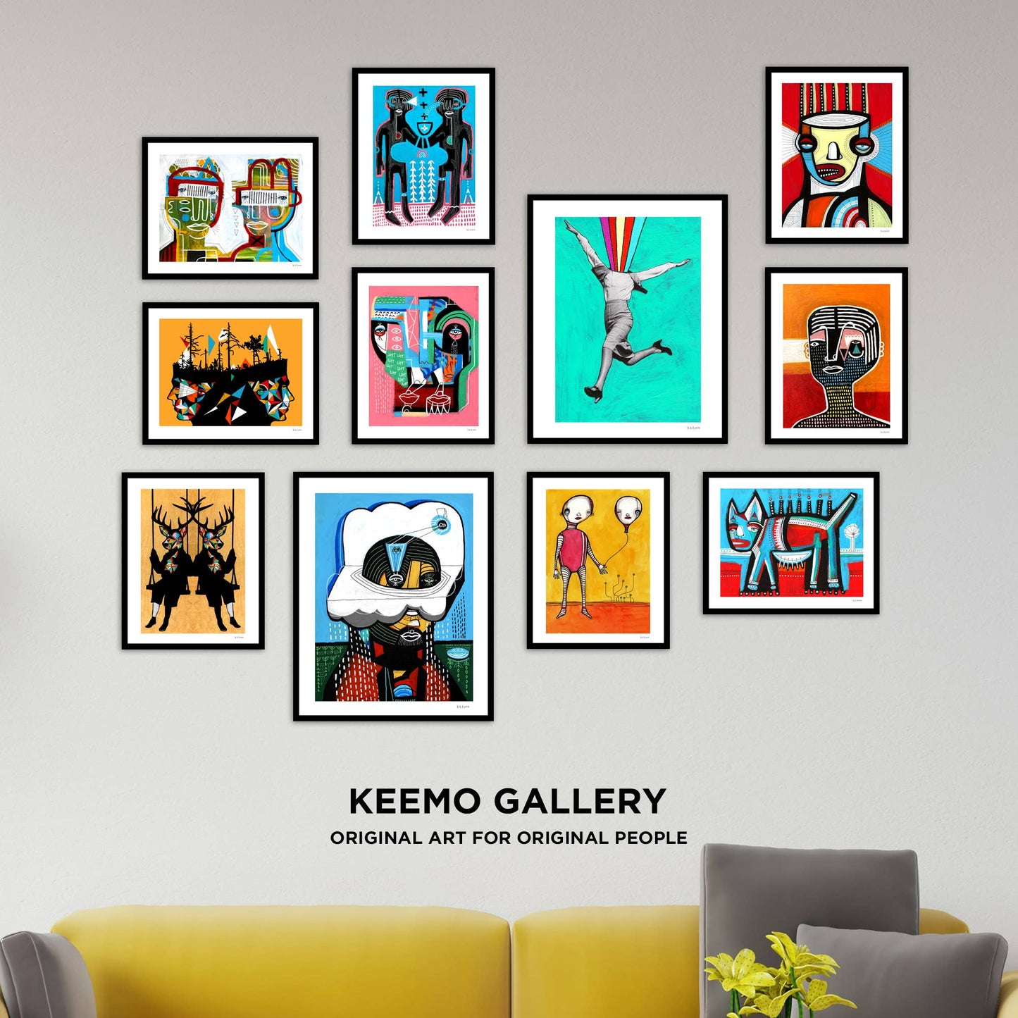 Keemo Gallery - Cat Feline Abstract Art Print Animal Modern Wall Decor Fun