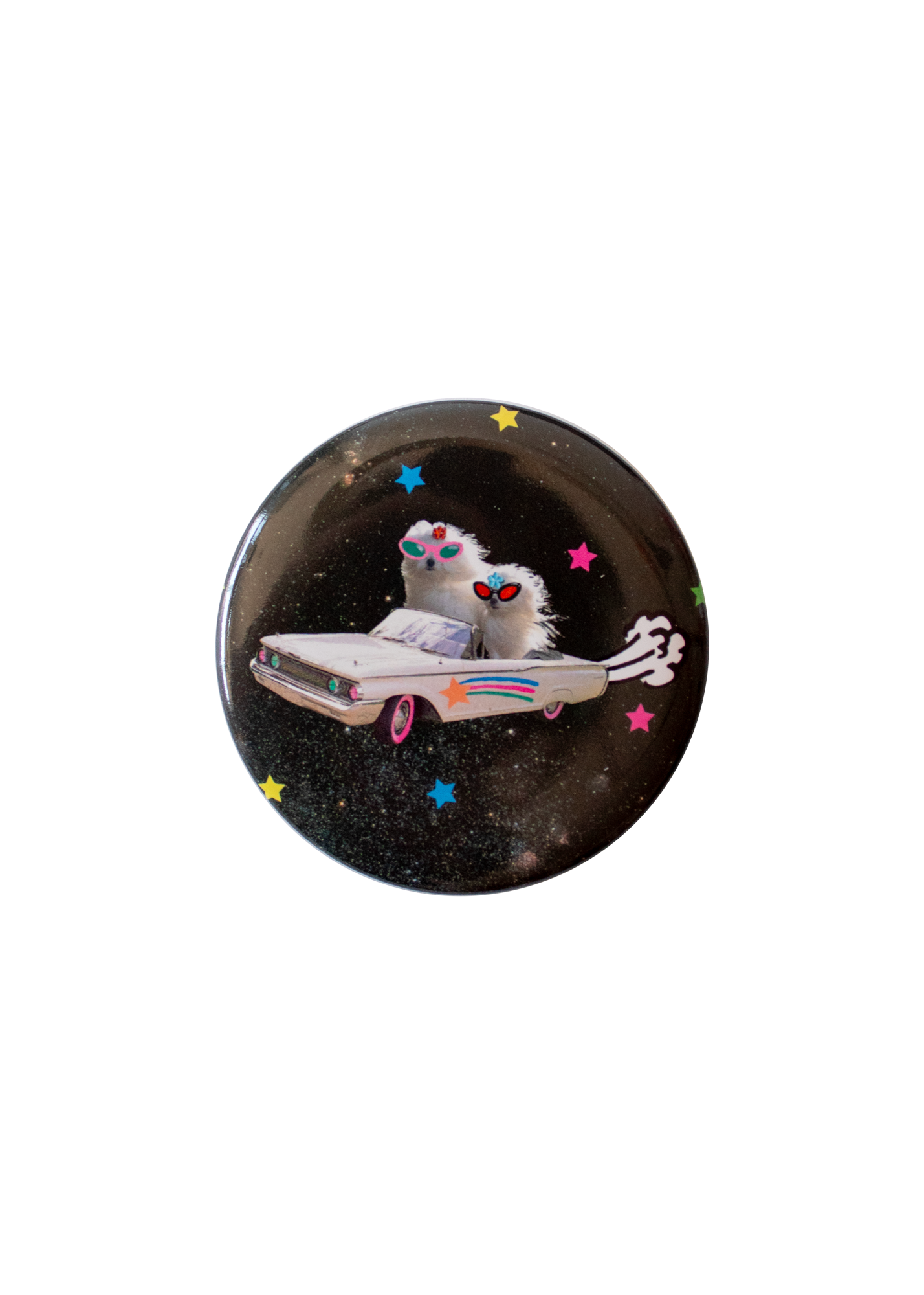 gentle thrills - Maltese in space pinback button