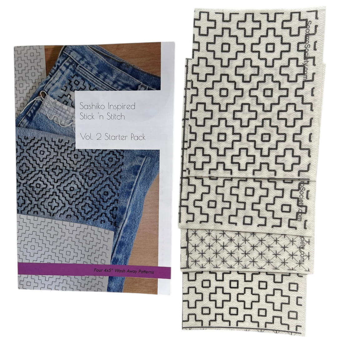 Sashiko Inspired Mending Stick and Stitch Patterns- Vol 2