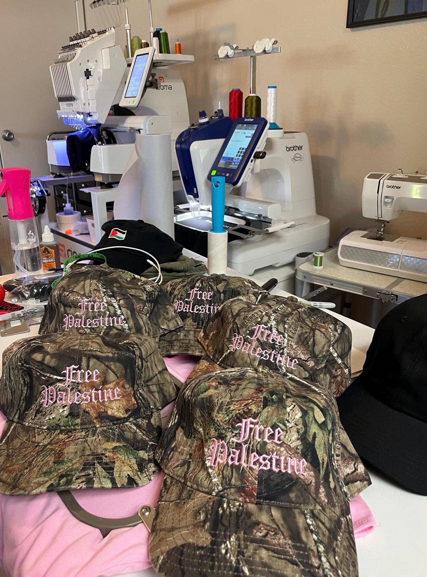 Free Palestine Camouflage Pink Trucker Baseball Cap