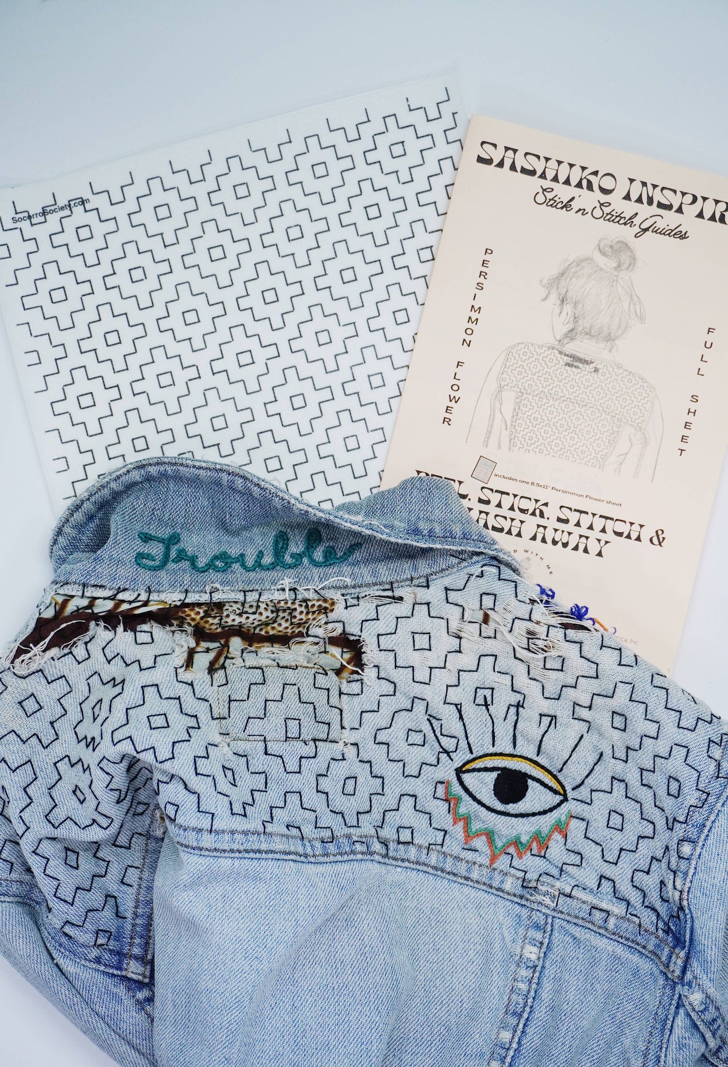 Sashiko Inspired Mending Stick and Stitch Starter Pack