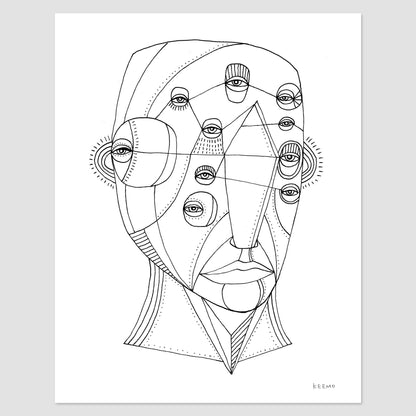 Black and White Illustration Abstract Unique Art Print