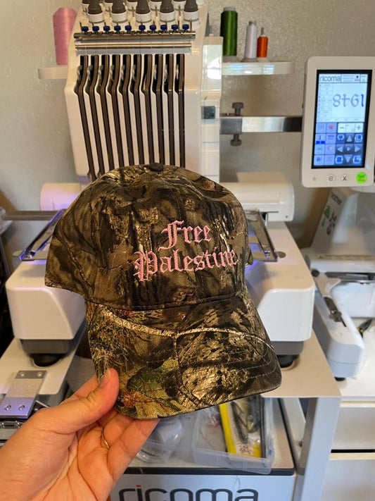 Free Palestine Camouflage Pink Trucker Baseball Cap