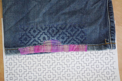 Sashiko Inspired Mending Stick and Stitch Patterns