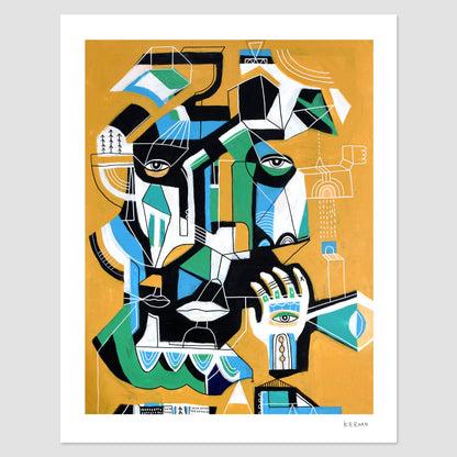 Keemo Gallery - Abstract Art Print Modern Wall Art Design Yellow Unique