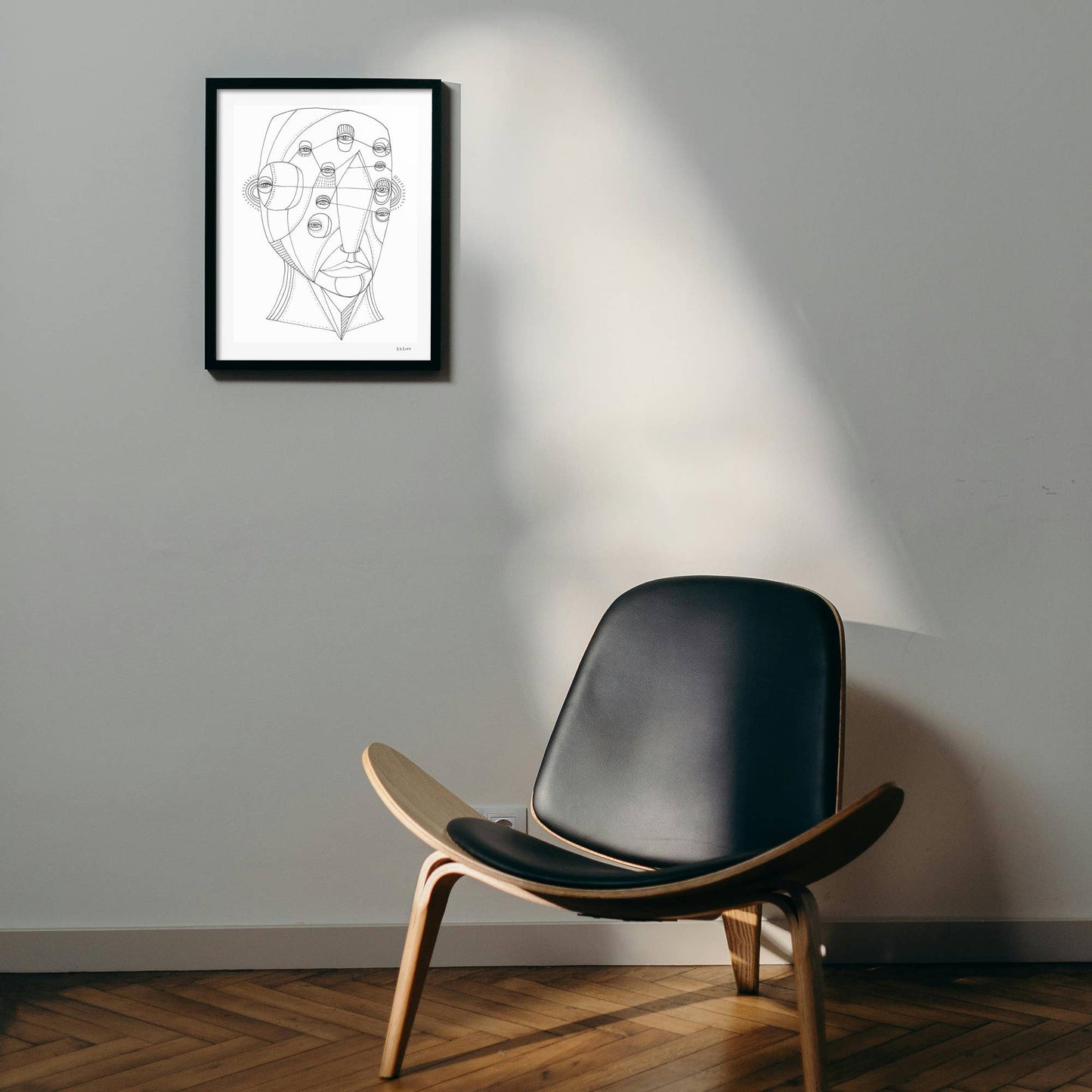 Black and White Illustration Abstract Unique Art Print