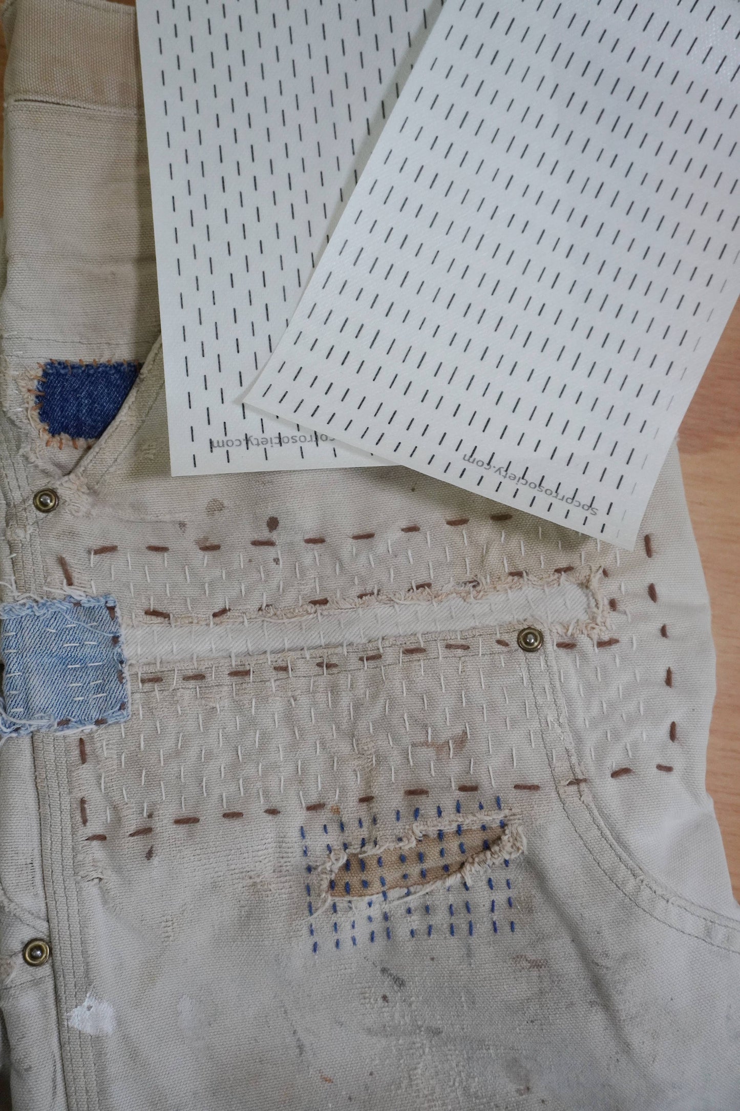 Visible Mending Lined Half Sheet Stick and Stitch Patterns