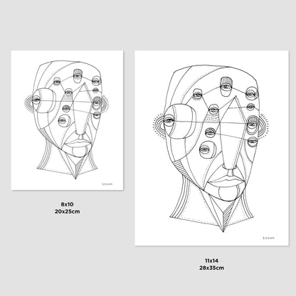 Black and White Illustration Abstract Unique Art Print
