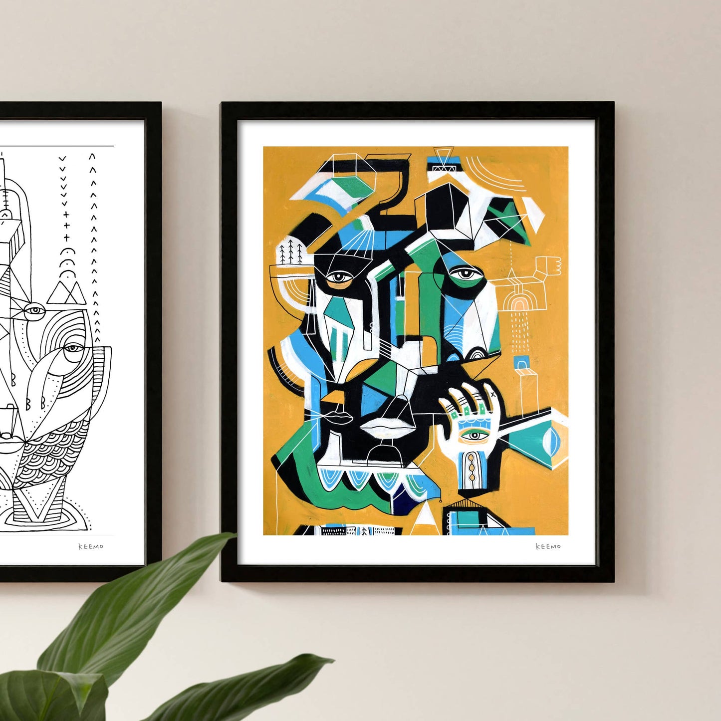 Keemo Gallery - Abstract Art Print Modern Wall Art Design Yellow Unique