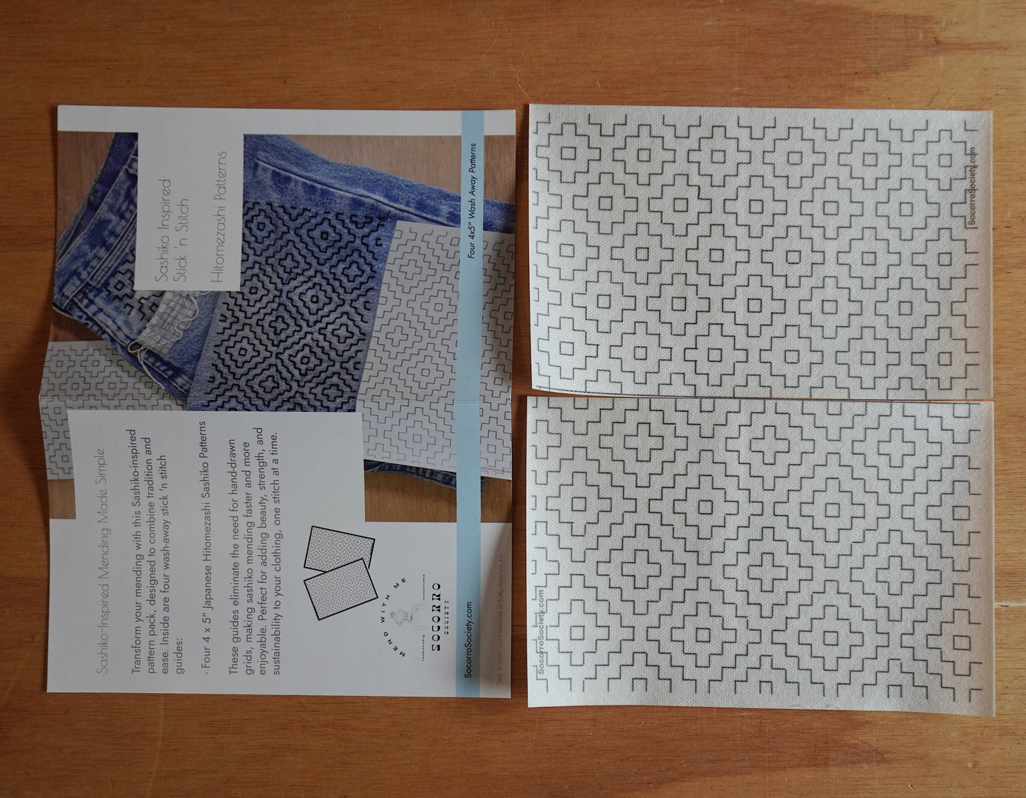 Sashiko Inspired Mending Stick and Stitch Patterns