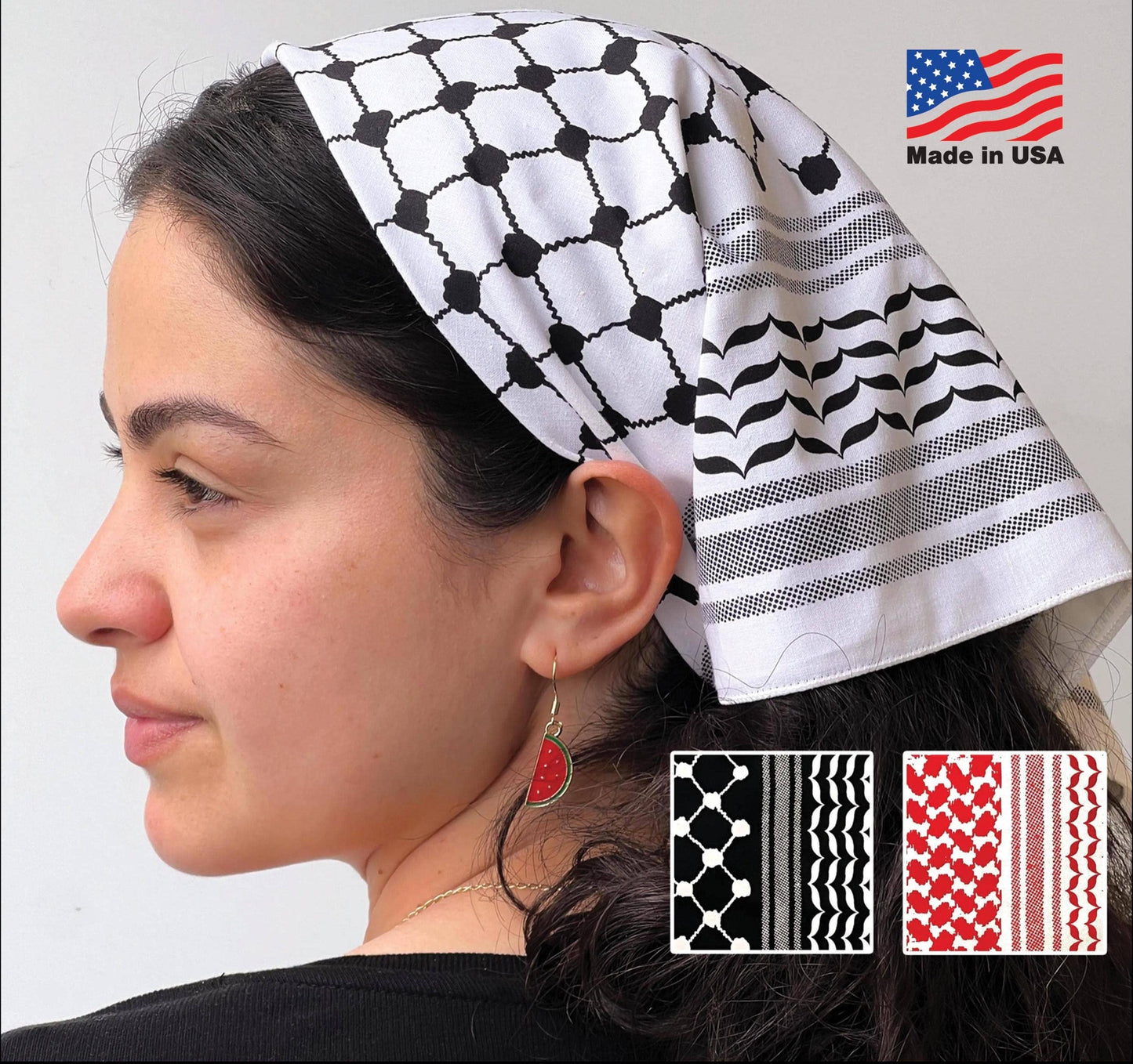 100% Cotton Kuffiyah Bandana Palestinian Kuffiyeh design