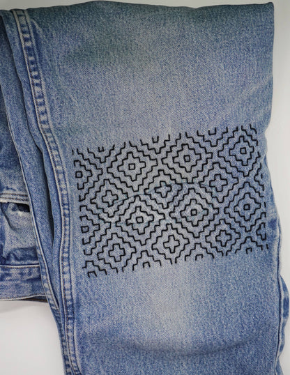 Sashiko Inspired Mending Stick and Stitch Patterns