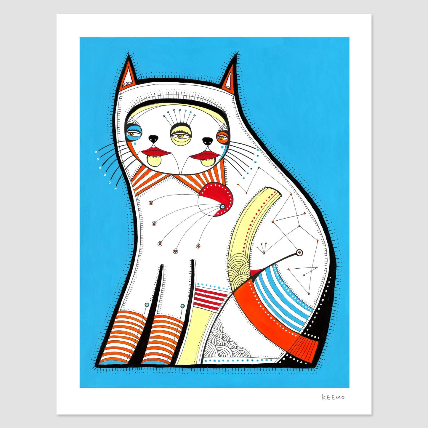 Keemo Gallery - Cat Feline Abstract Art Print Animal Modern Wall Decor Fun