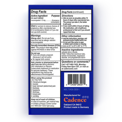 Cadence OTC - Morning After Pill® - Emergency Contraceptive