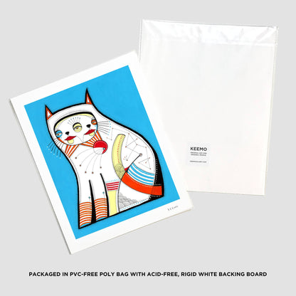 Keemo Gallery - Cat Feline Abstract Art Print Animal Modern Wall Decor Fun