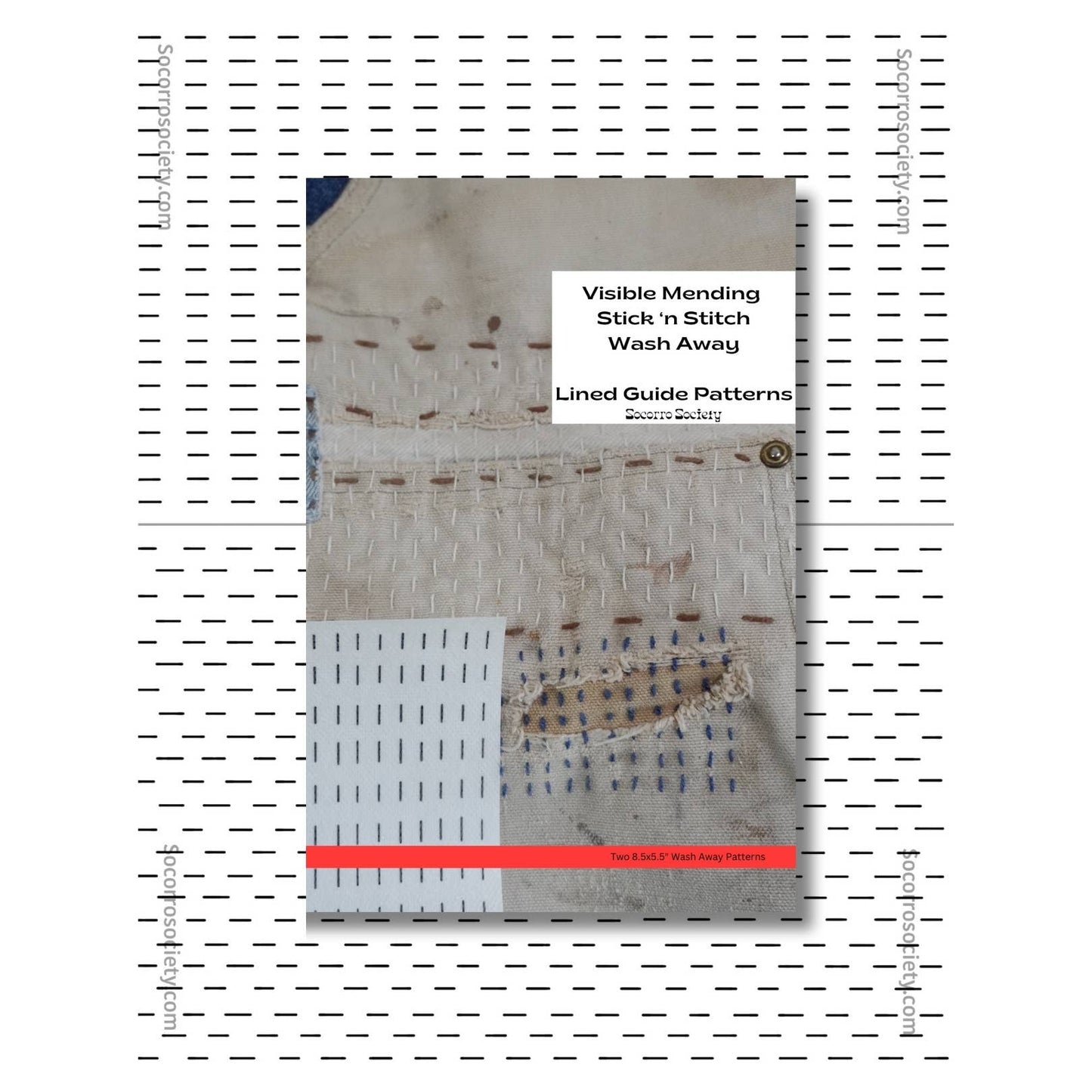 Visible Mending Lined Half Sheet Stick and Stitch Patterns