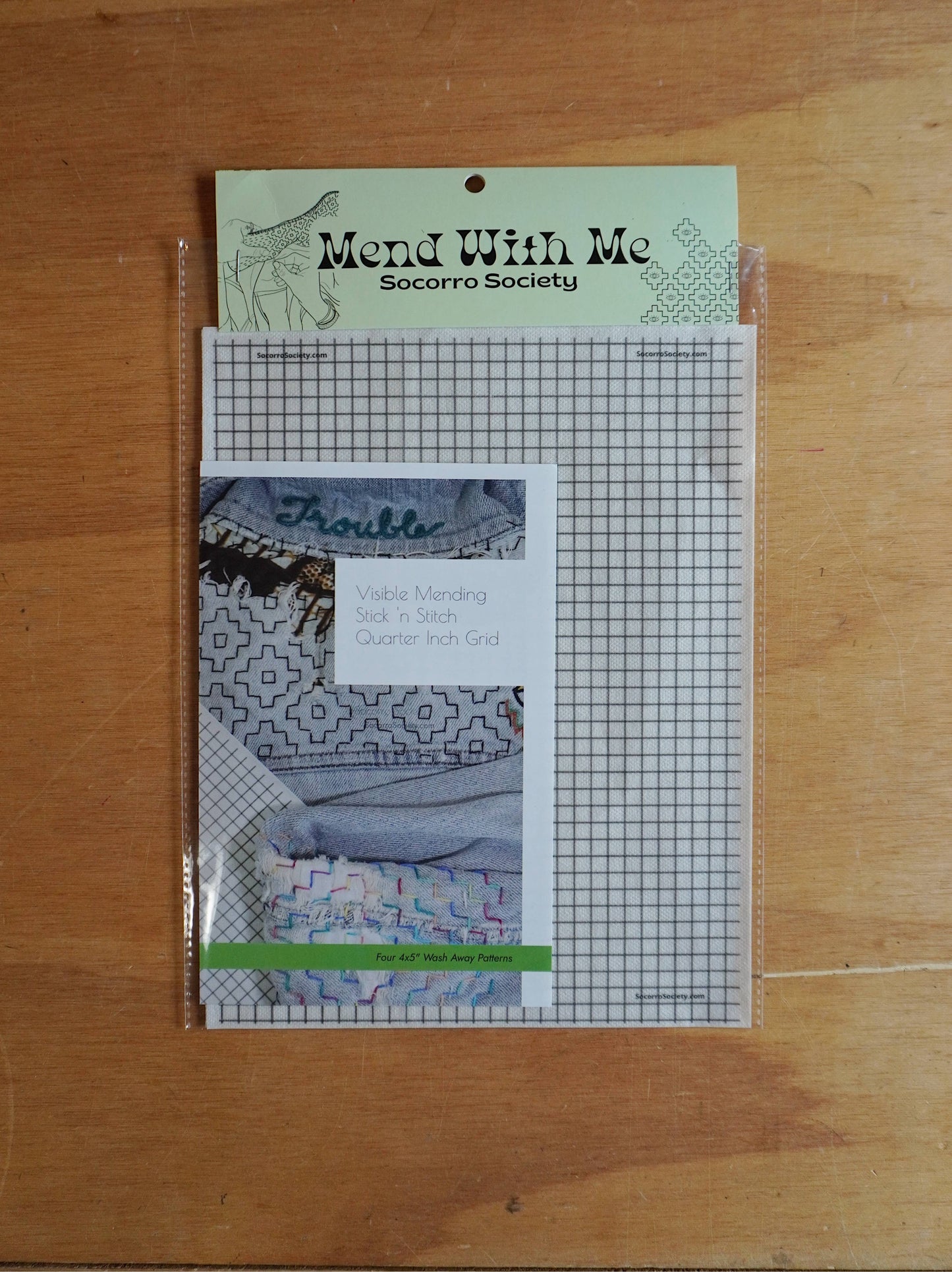 Visible Mending ¼” Grid Full Sheet Stick and Stitch Pattern