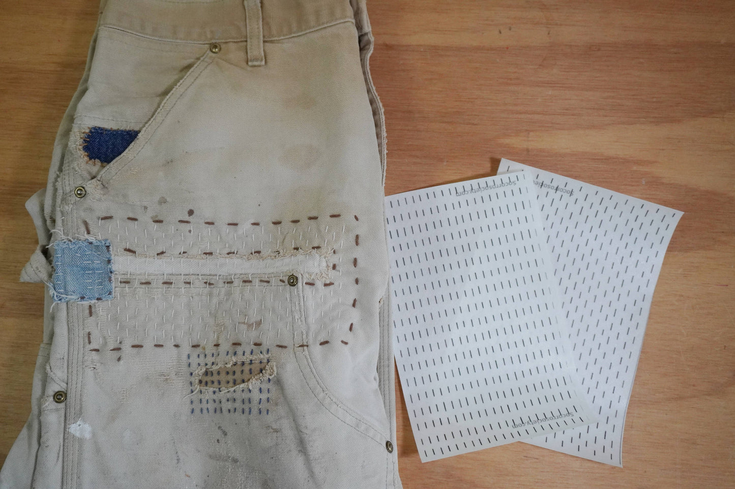 Visible Mending Lined Half Sheet Stick and Stitch Patterns