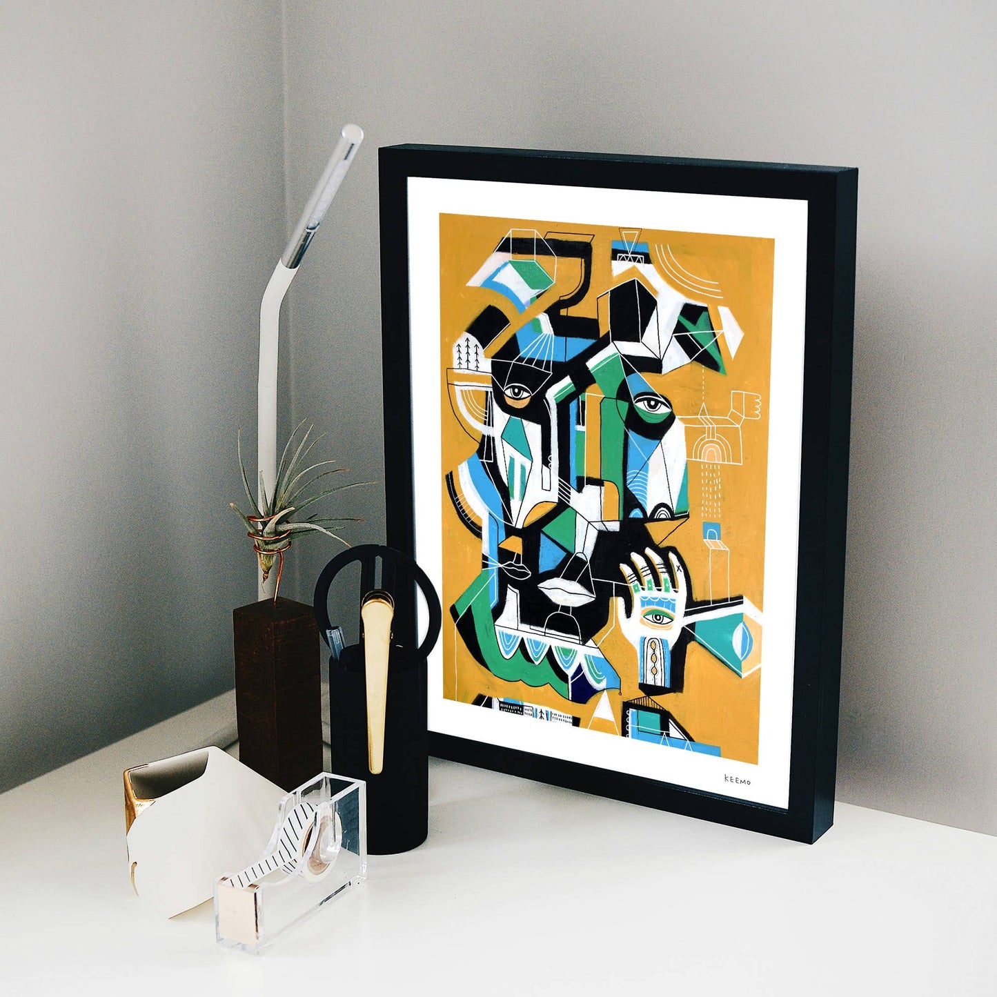 Keemo Gallery - Abstract Art Print Modern Wall Art Design Yellow Unique
