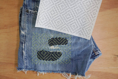 Sashiko Inspired Mending Stick and Stitch Patterns
