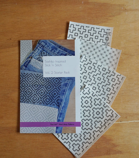 Sashiko Inspired Mending Stick and Stitch Patterns- Vol 2