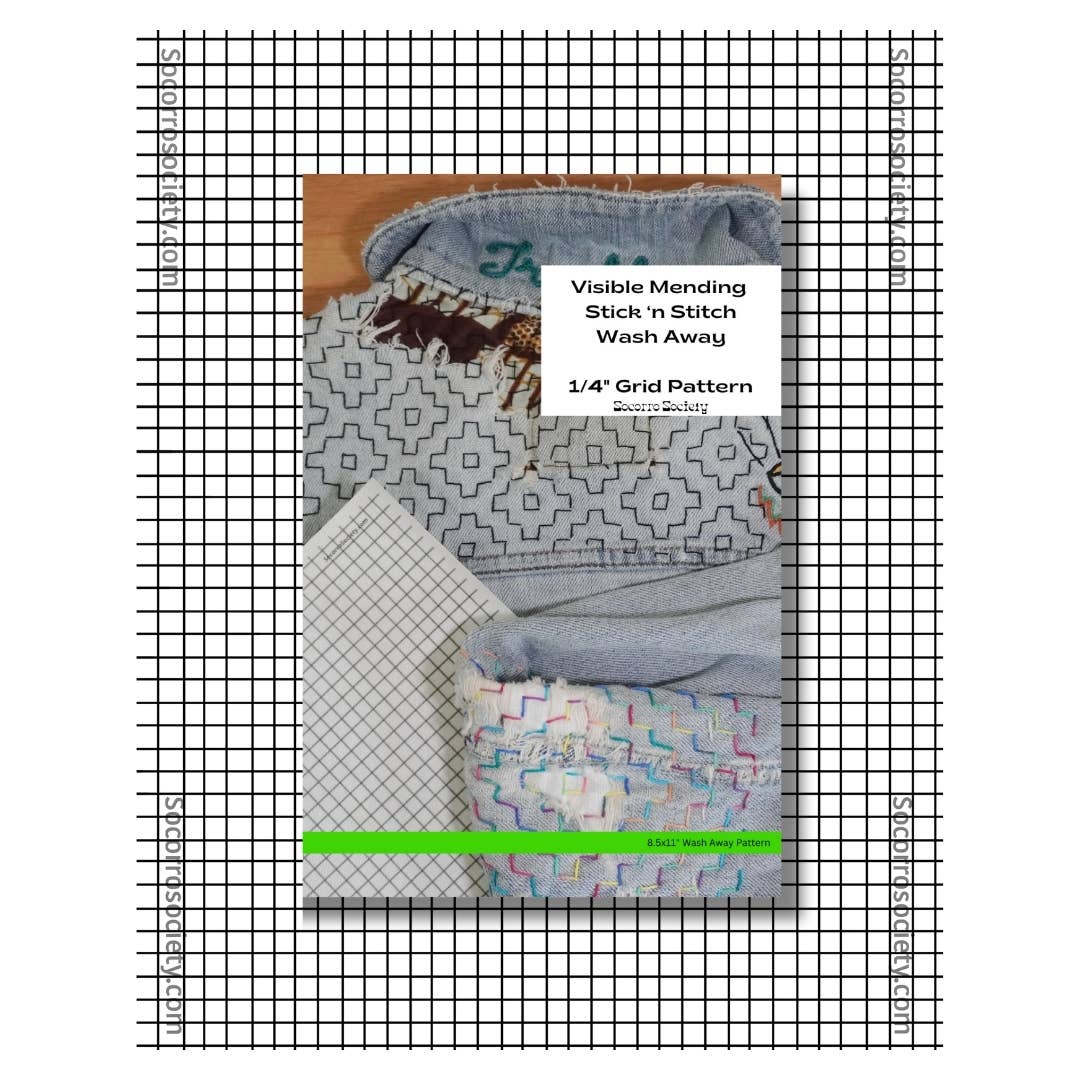Visible Mending ¼” Grid Full Sheet Stick and Stitch Pattern