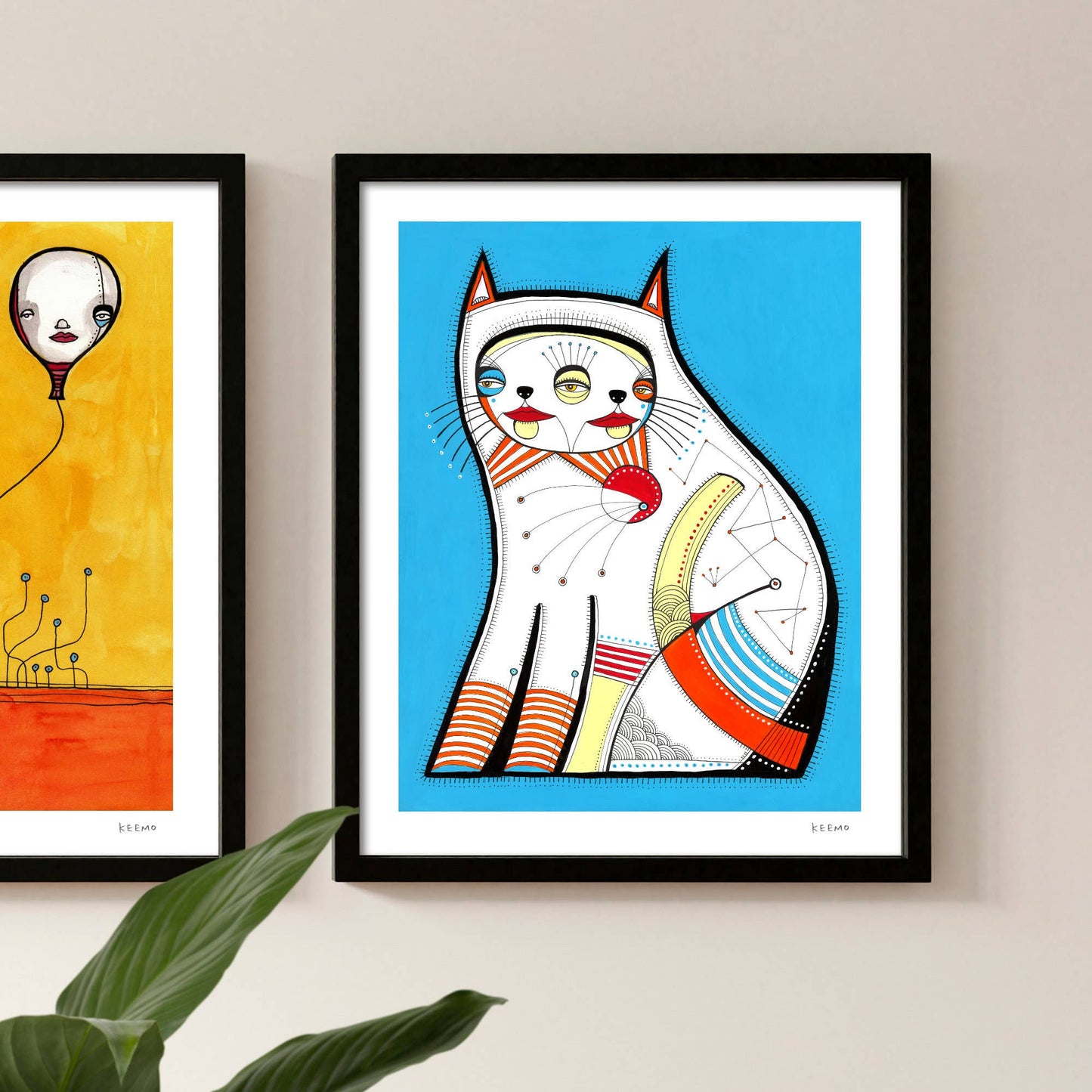 Keemo Gallery - Cat Feline Abstract Art Print Animal Modern Wall Decor Fun