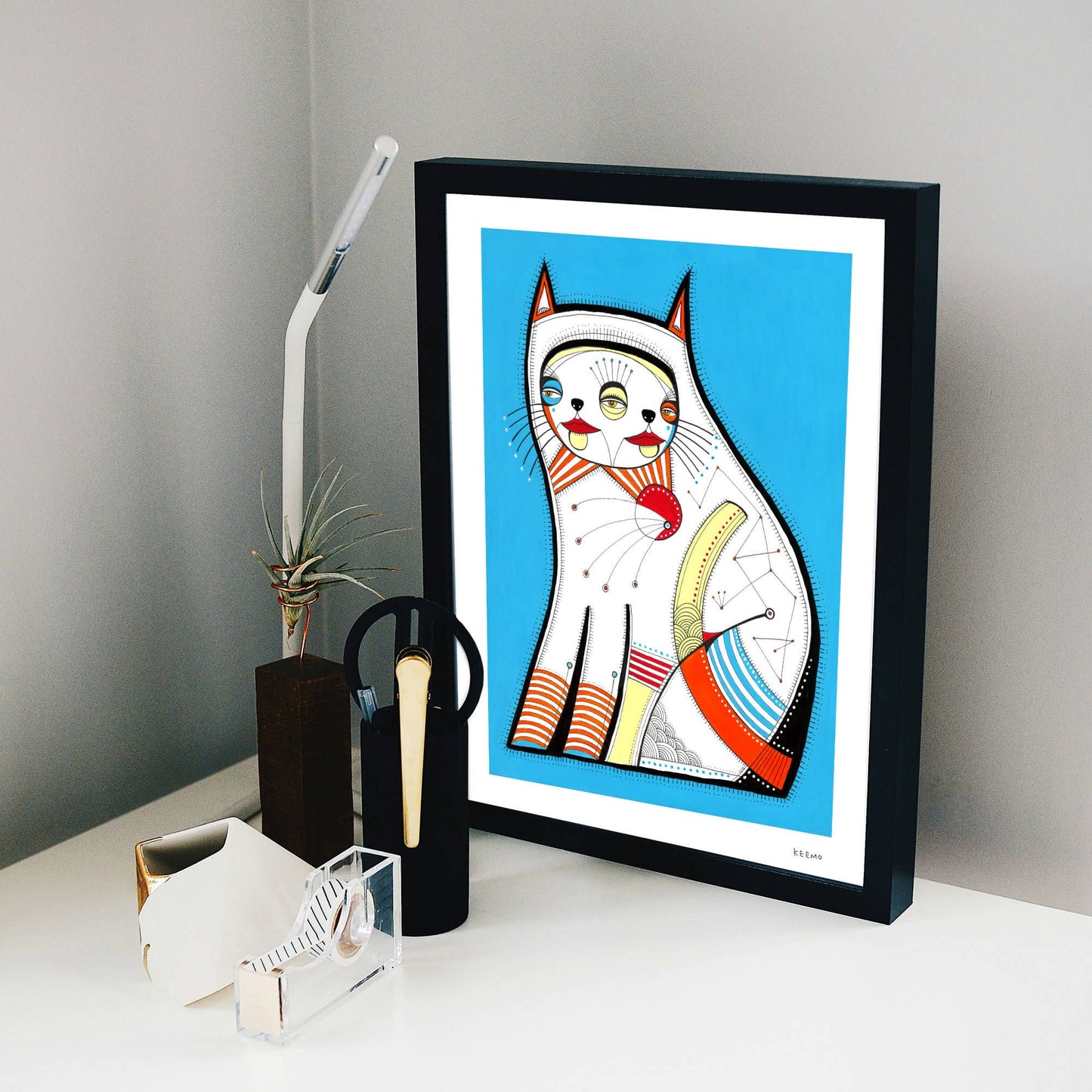 Keemo Gallery - Cat Feline Abstract Art Print Animal Modern Wall Decor Fun