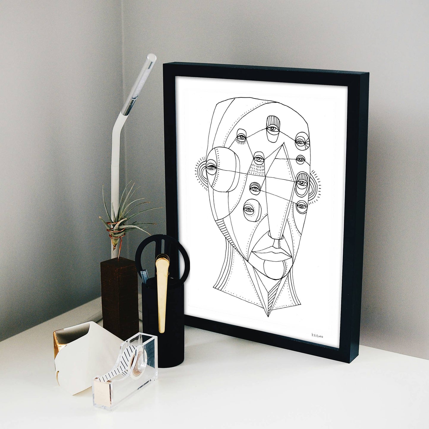 Black and White Illustration Abstract Unique Art Print