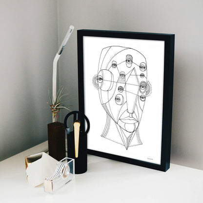 Black and White Illustration Abstract Unique Art Print