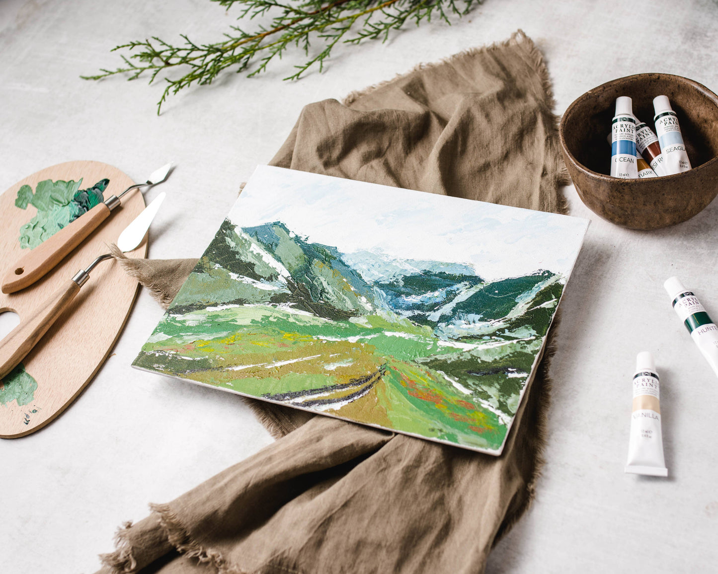 Mountain Valley palette knife painting kit