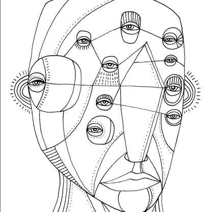 Black and White Illustration Abstract Unique Art Print