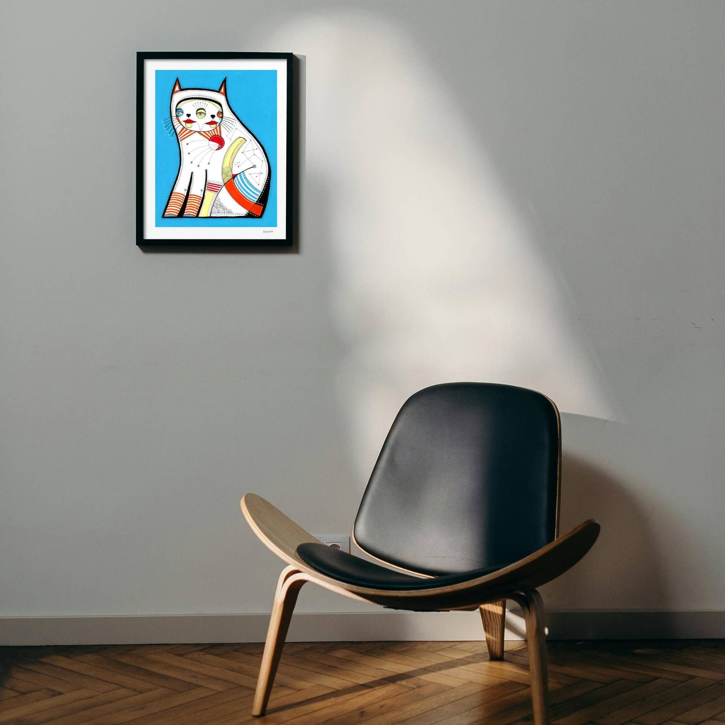 Keemo Gallery - Cat Feline Abstract Art Print Animal Modern Wall Decor Fun