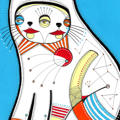 Keemo Gallery - Cat Feline Abstract Art Print Animal Modern Wall Decor Fun